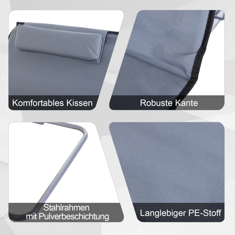 Mata plażowa Outsunny, zestaw 2 szt., Składany materac plażowy, mata do opalania, wysokość 5, z torbą do przenoszenia, stal, 134 x 48 x 36-45 cm