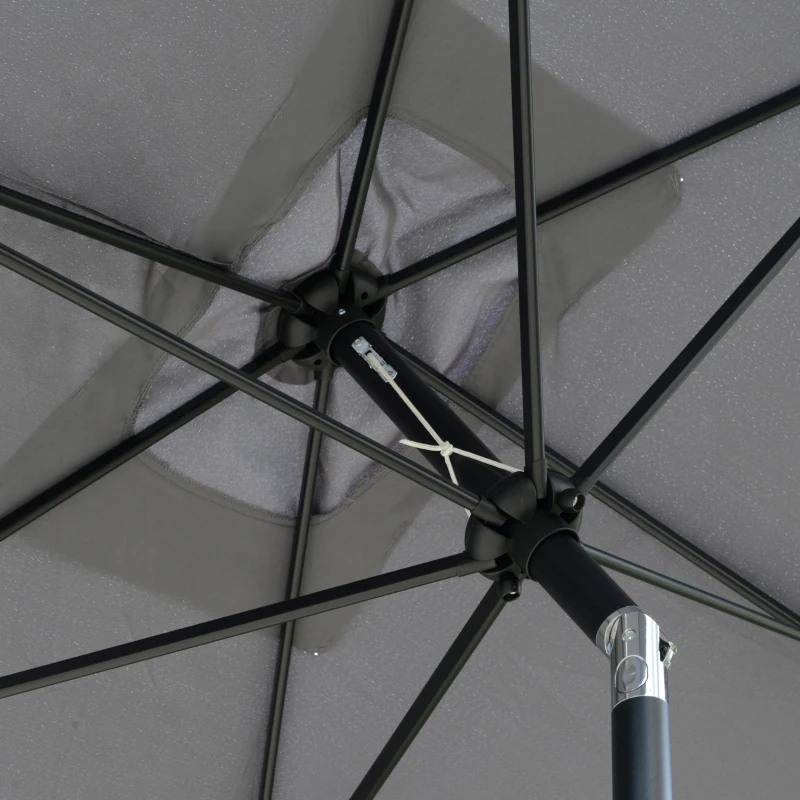 Outsunny Parasol rectangulaire inclinable 2 x 3 m avec manivelle toile polyester imperméabilisée haute densité 180 g/m² gris foncé