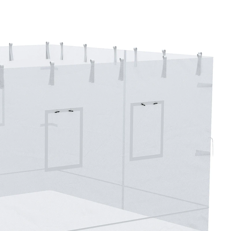Outsunny Plasa de protectie impotriva tantarilor pentru curte, Set de 4 plase pentru pavilion cu 6 ferestre si 1 usa; Pereti laterali din plasa pentru inlocuire pentru pavilion 3 x 3 (m), alb