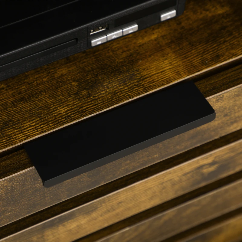 HOMCOM Comoda TV pentru televizoare cu diagonala de pana la 65'', consola TV cu sertar, usi si rafturi de depozitare pentru sufragerie, dormitor, maro rustic