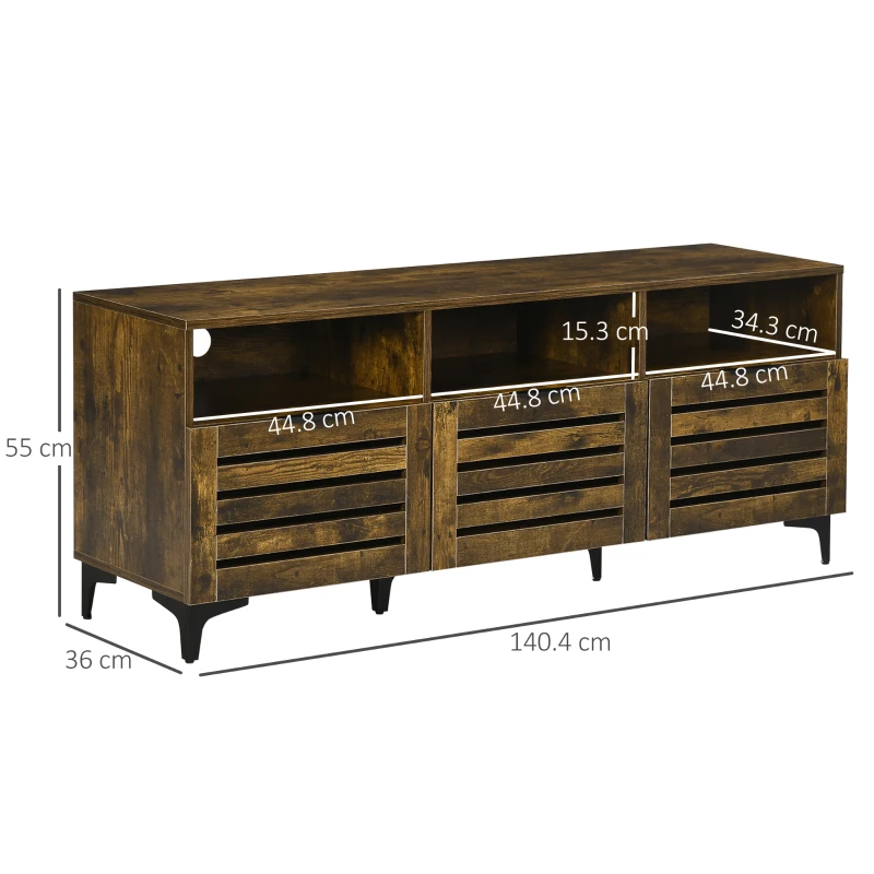 HOMCOM Comoda TV pentru televizoare cu diagonala de pana la 65'', consola TV cu sertar, usi si rafturi de depozitare pentru sufragerie, dormitor, maro rustic