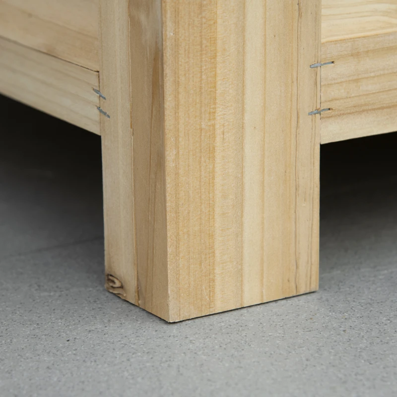 Outsunny Coffre de jardin en bois et couvercle en métal galvanisé 155L avec vérins - 110 x 50 x 50 cm