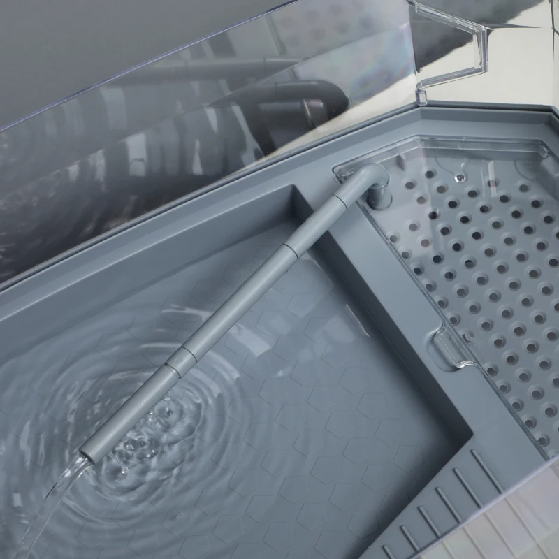 PawHut Kit terariu pentru tesoasa, Acvariu pentru testoasa cu platforma de incalzire, pompa de apa, vedere completa a habitatului reptilei,usor de curatat si schimbat apa, zona multi-functionala, alb