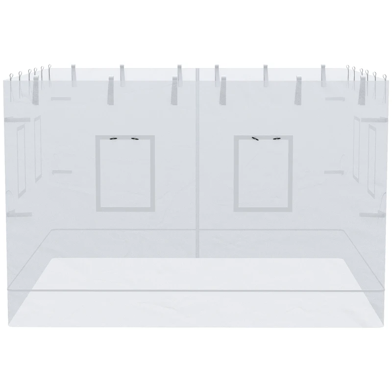 Outsunny Plasa de protectie impotriva tantarilor pentru curte, Set de 4 plase pentru pavilion cu 6 ferestre si 1 usa; Pereti laterali din plasa pentru inlocuire pentru pavilion 3 x 3 (m), alb