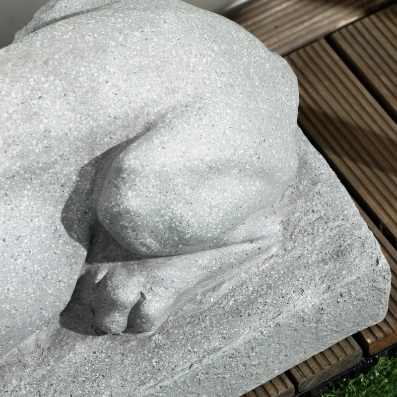 Outsunny Rzeźba Lwa, Figurka do Ogrodu, Odporna na Warunki Pogodowe, Szara