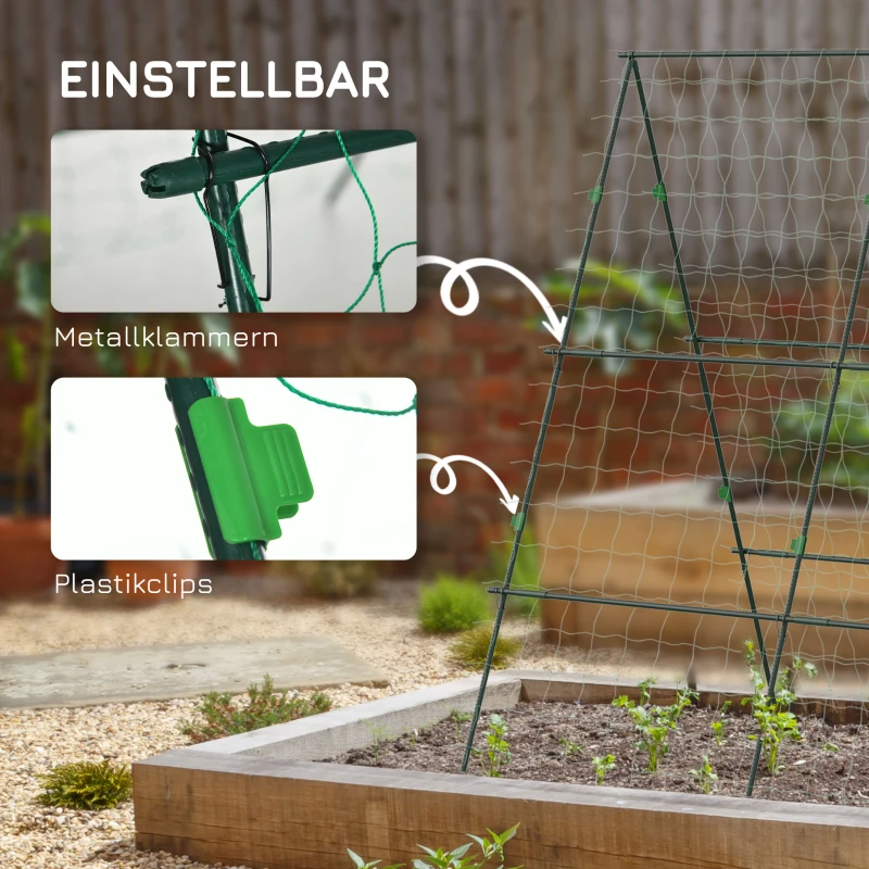 Outsunny Szpaler Roślinny, z Siatką Ochronną, regulowany na wysokość i szerokość, Stal, zielony, 1,8 x 1 x 1,8 m