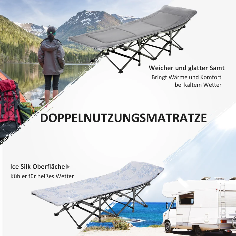 Outsunny opklapbaar campingbed 188 cm x 64,5 cm x 53 cm