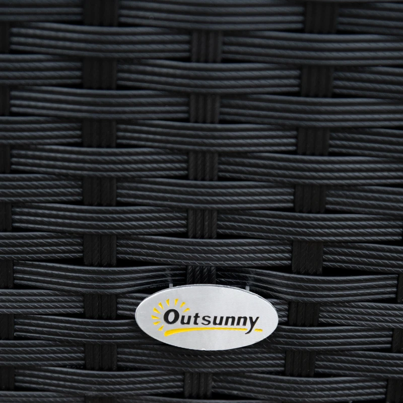 Outsunny Set 7 Piese Living pentru Exterior din PE Rattan cu Canapea Puf Masuta Negru si Kaki