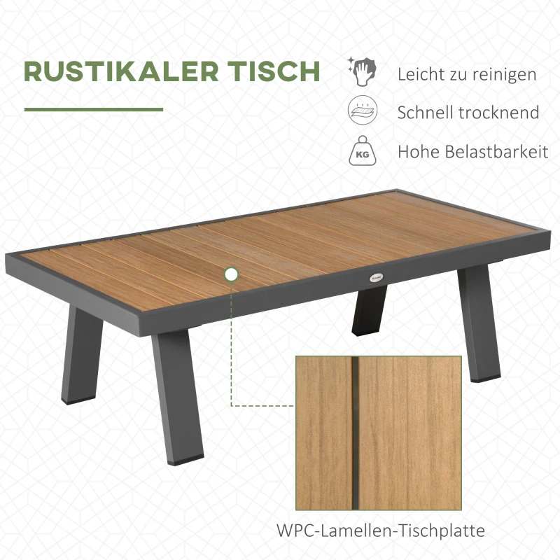 Outsunny Zestaw Mebli Ogrodowych dla 6 Osób z Sofą, Fotelami, Stolikiem, Poduszkami, Ramą z Aluminium, Kremowobiały