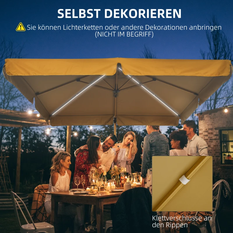 Outsunny Parasol 295x295cm In hoogte verstelbare zweefparasol met parasolvoet