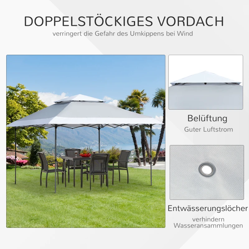 Vouwpaviljoen vouwtent roltas oxford stof 3,5 m lichtgrijs + wit