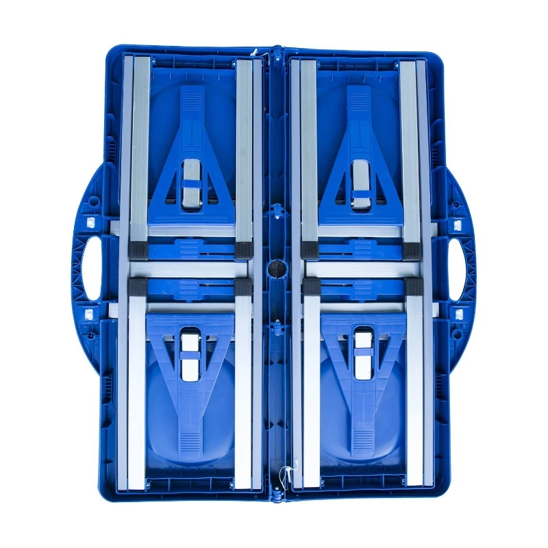Outsunny Aluminium kampeertafel picknickbank zitgroep kampeerset 4-zits inklapbaar blauw