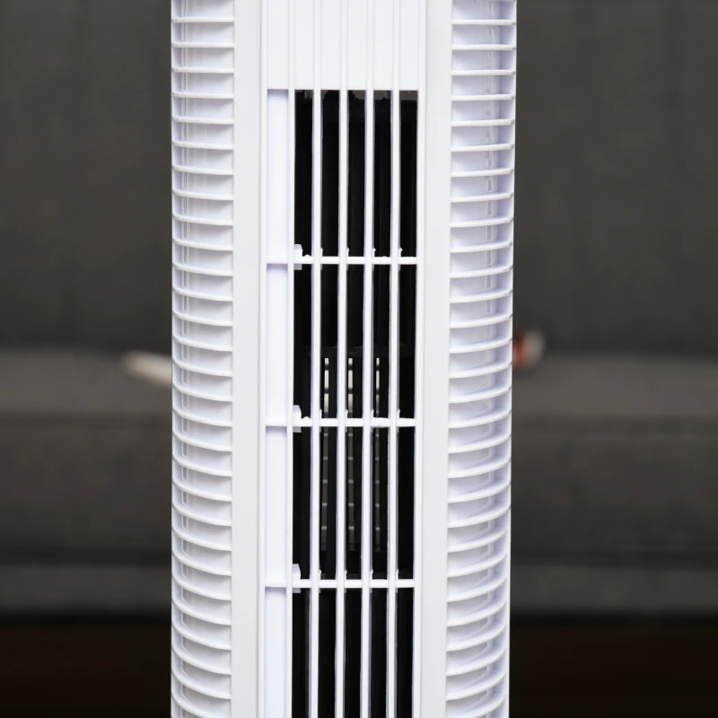 HOMCOM 31" Freestanding Tower Fan, 3 Speed 3 Mode, 7.5H Timer, Oscillating, LED Panel, Remote Control, 31 Inch Standing Fan, White