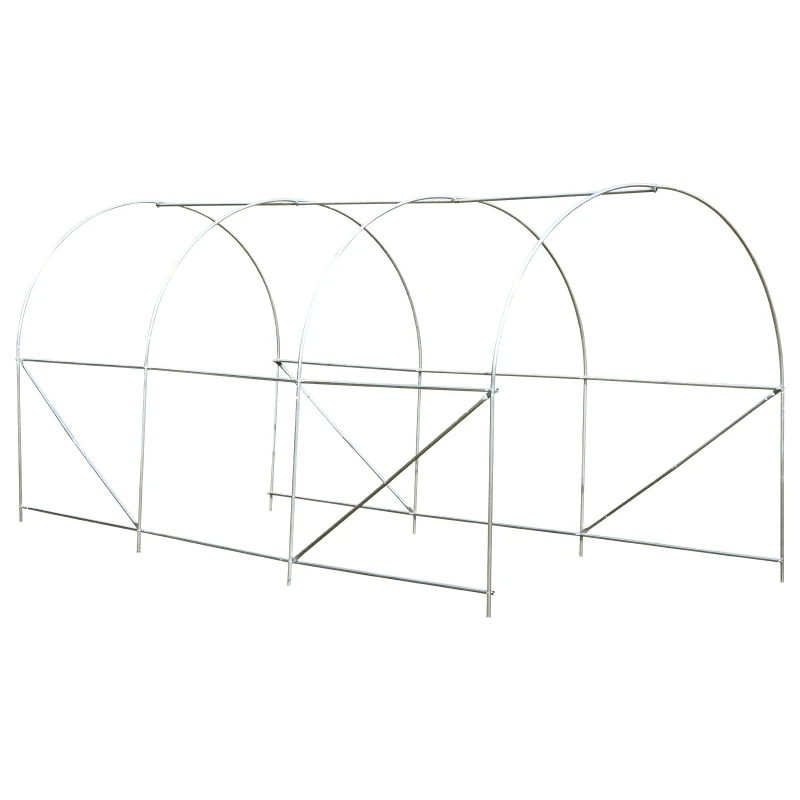 Outsunny Sera tunel cu Schelet in Otel Galvanizat si Prelata in Polietilen 6 Ferestre Infasurate Alb 4 x 2 x 2 m(m-4)