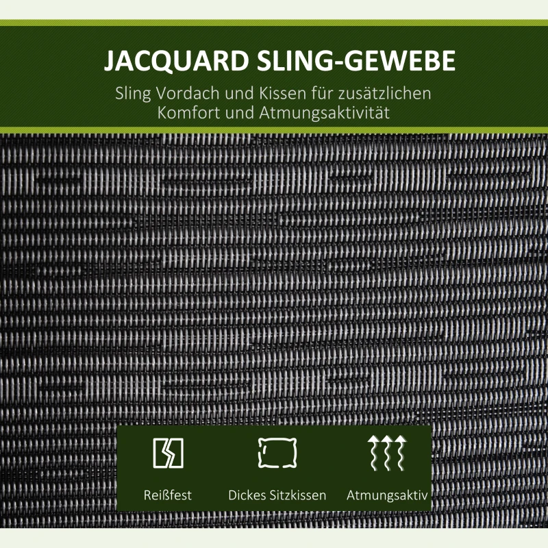 Outsunny Hollywoodschommel 3-zitten tuinschommel verstelbare zonnedak Textileen