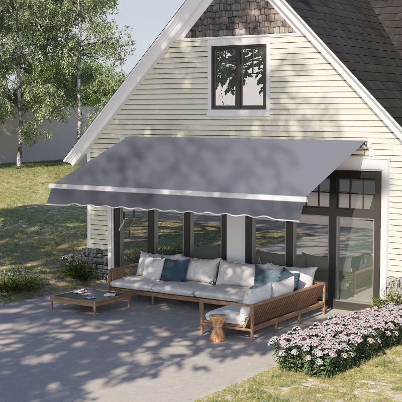 Outsunny Luifel aluminium luifel aluminium knikarmluifel 4,5 x 3 m zonwering balkon grijs