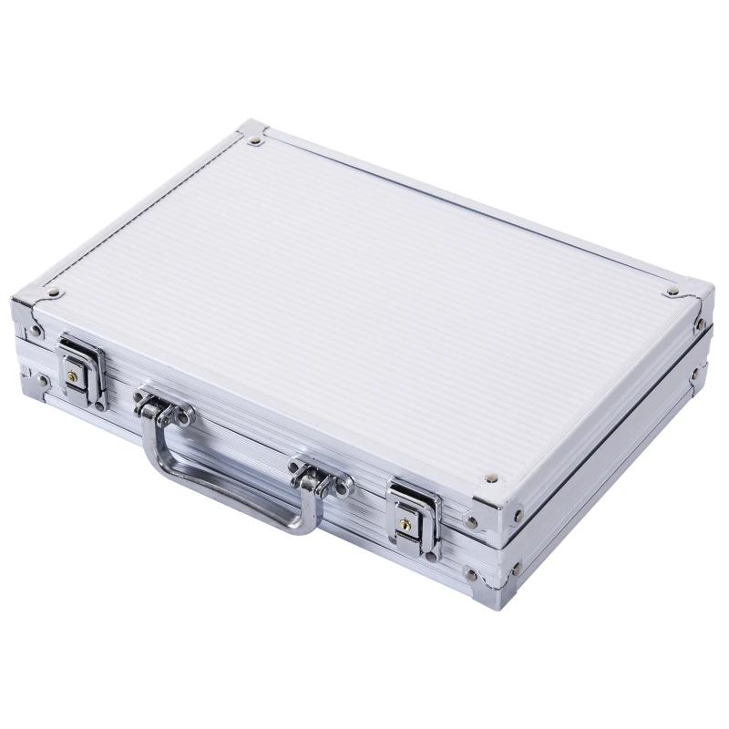 HOMCOM Pokerkoffer pokerset pokerchips 4/5 kleuren 2x kaartspel 5x dobbelstenen 1x aluminium koffer