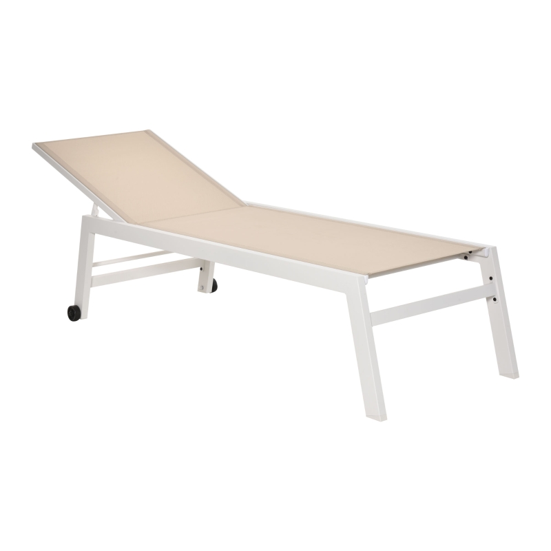 Outsunny ligbed verstelbaar aluminium crème wit 169 x 65 x 102 cm