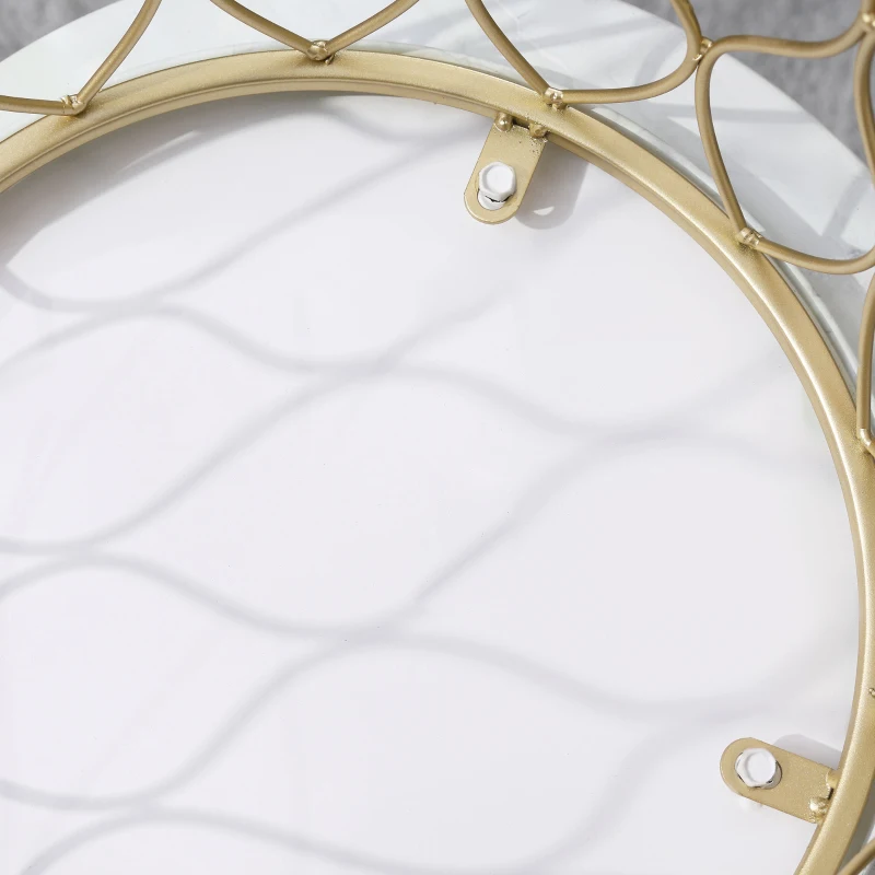 Outsunny Set van 2 Tuintafel Bijzettafels Salontafels Retro Draadmand Metalen Mand Tuin Nesttafel Tuinmeubelen Buiten Balkon Staal Goud + Wit Ø41 x 46 cm