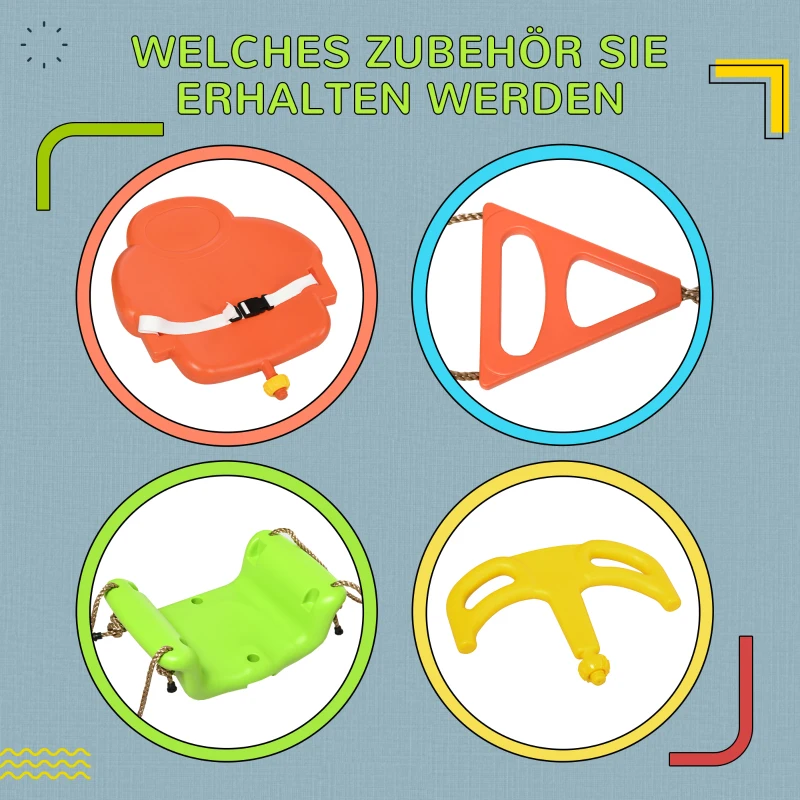 Outsunny 3-in-1 babyschommel, kinderschommel met verstelbaar touw, groen