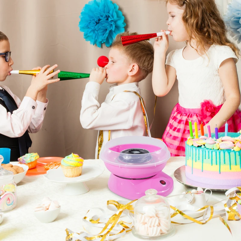 HOMCOM® Suikerspinmachine suikerspinapparaat Suikerspin machine Roze