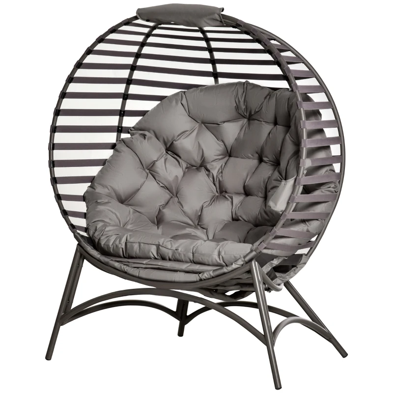 Outsunny Opvouwbare Tuinstoel - 2 Zitplaatsen, Met Kussen, voor Tuin en Terras, Ideaal voor Gezinnen, zandbruin