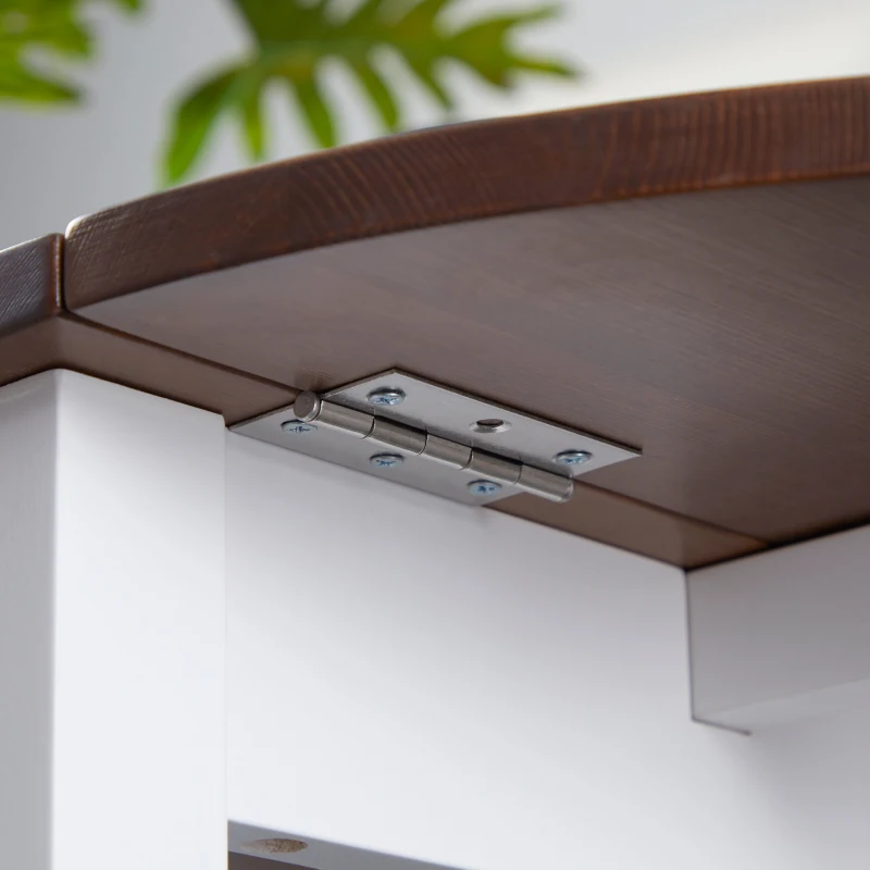 HOMCOM Mesa de Cozinha Dobrável de Madeira com Laterais Dobráveis para 4-6 Pessoas Carga 50 kg 140x70x75 cm Branco e Madeira