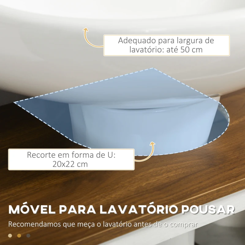 kleankin Móvel para Lavatório Pousar de Madeira Armário Casa de Banho com 2 Portas e Prateleira 60x30x60 cm Branco e Madeira