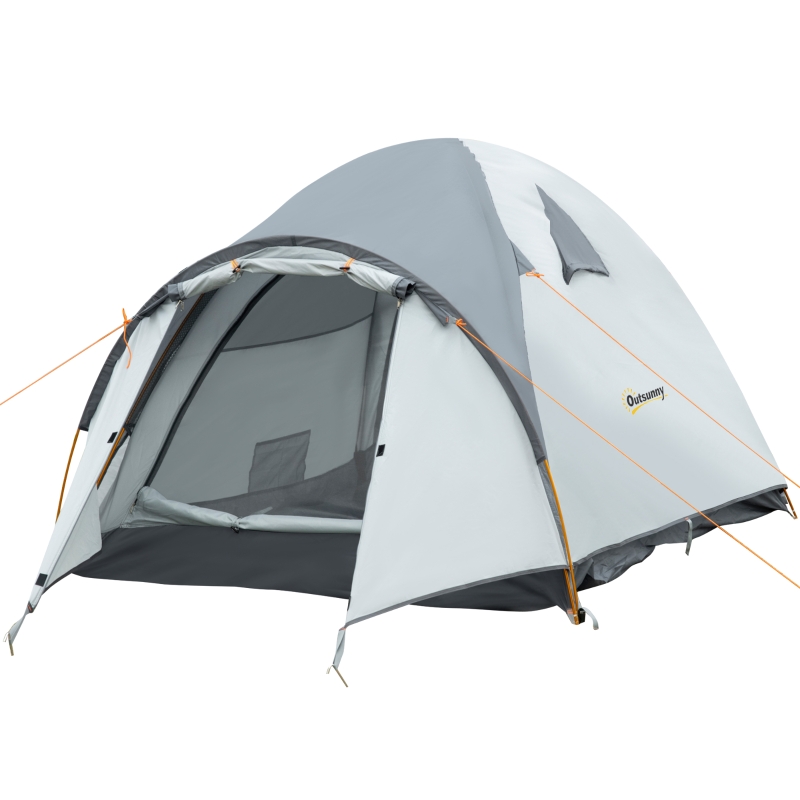 Tente Familiale Outsunny 3-4 Personnes 2 Chambres - Camping Imperméable 370x220x130 Cm