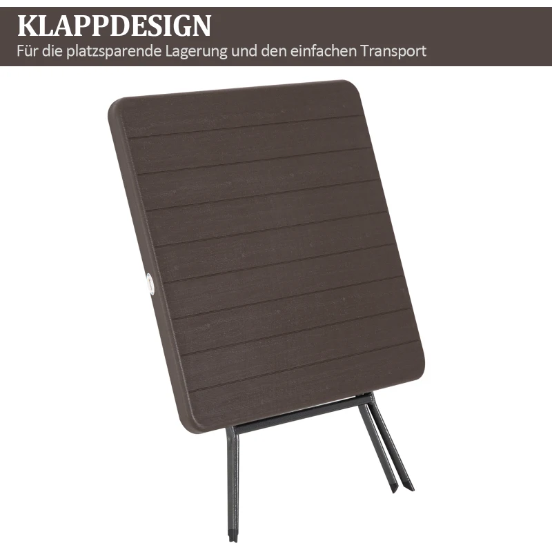 Outsunny tuintafel klaptafel kunststof bruin picknicktafel