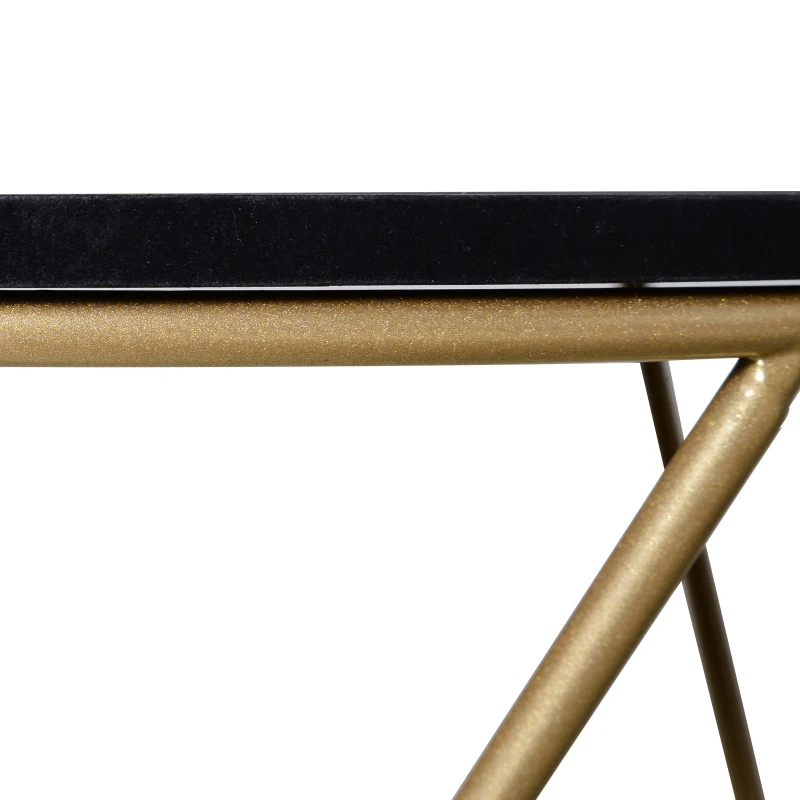 HOMCOM Kaffeetisch, Beistelltisch, Nachttisch, Couchtisch, Metall MDF der Klasse E1, Schwarz, Ø43 x 48 cm