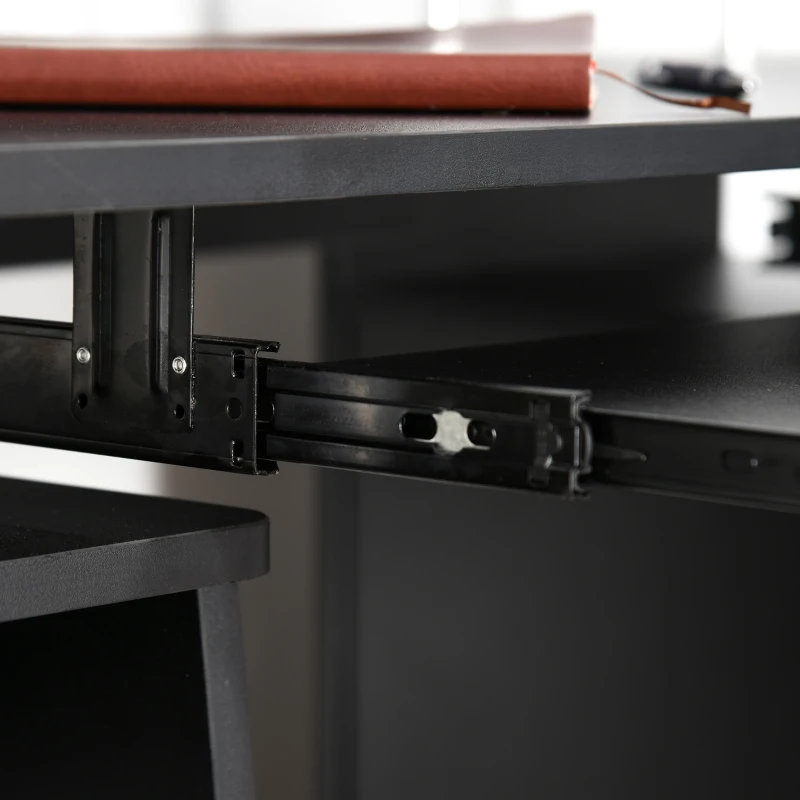 HOMCOM Computertisch Schreibtisch Bürotisch PC Tisch Arbeitstisch Home Office reichlich Stauraum 2 Schubladen Druckregal Schwarz 120 x 55 x 85 cm