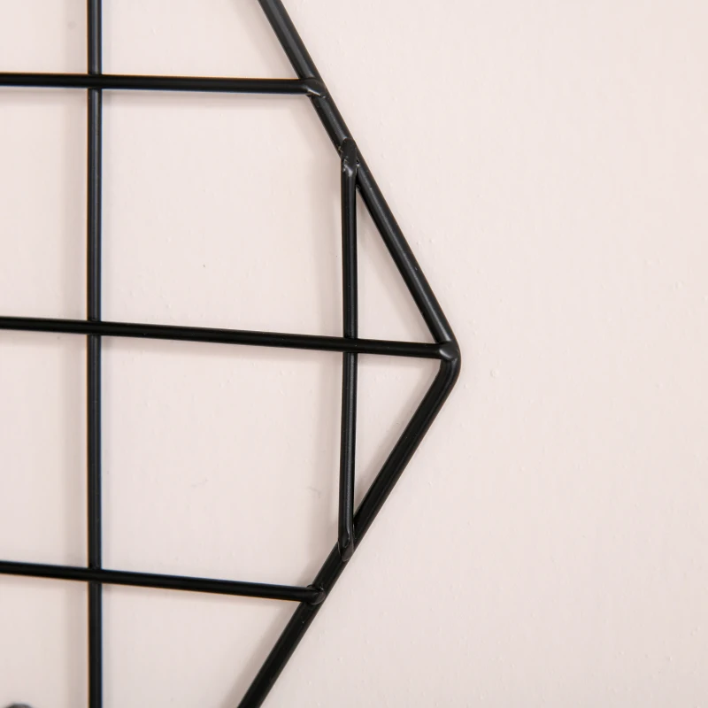 HOMCOM® Tablica Memo na Notatki Zdjęcia DIY Dekoracje Półki Kratka na Ścianę Metal Czarny