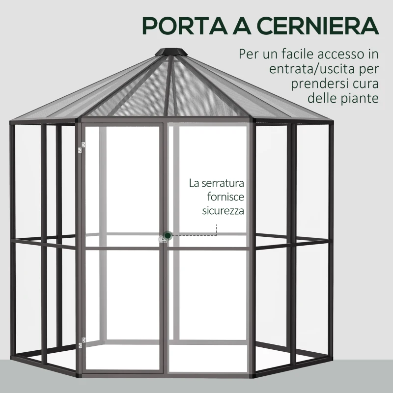 Outsunny Sera de Gradina pentru Plante din Policarbonat si Aluminiu, 2.4 x 2.4m