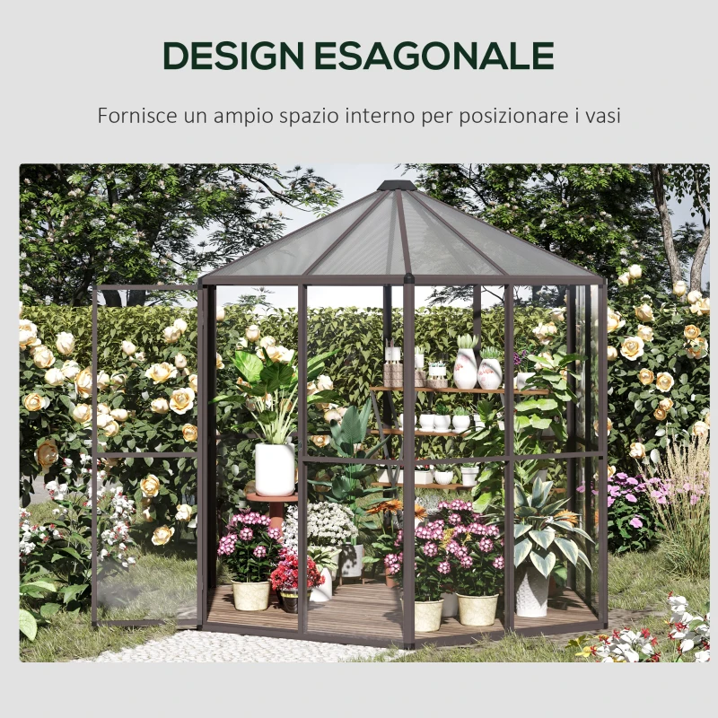 Outsunny Sera de Gradina pentru Plante din Policarbonat si Aluminiu, 2.4 x 2.4m
