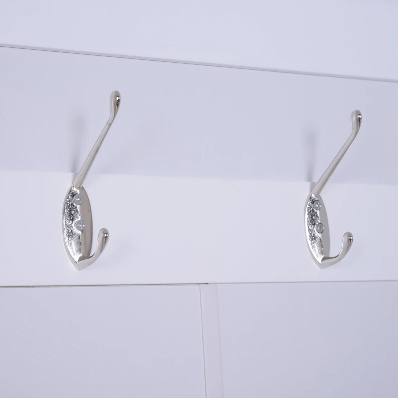 HOMCOM Garderobe Garderobenständer Kleiderständer mit Sitzbank Kleiderhaken MDF Weiß 80 x 40 x 180 cm