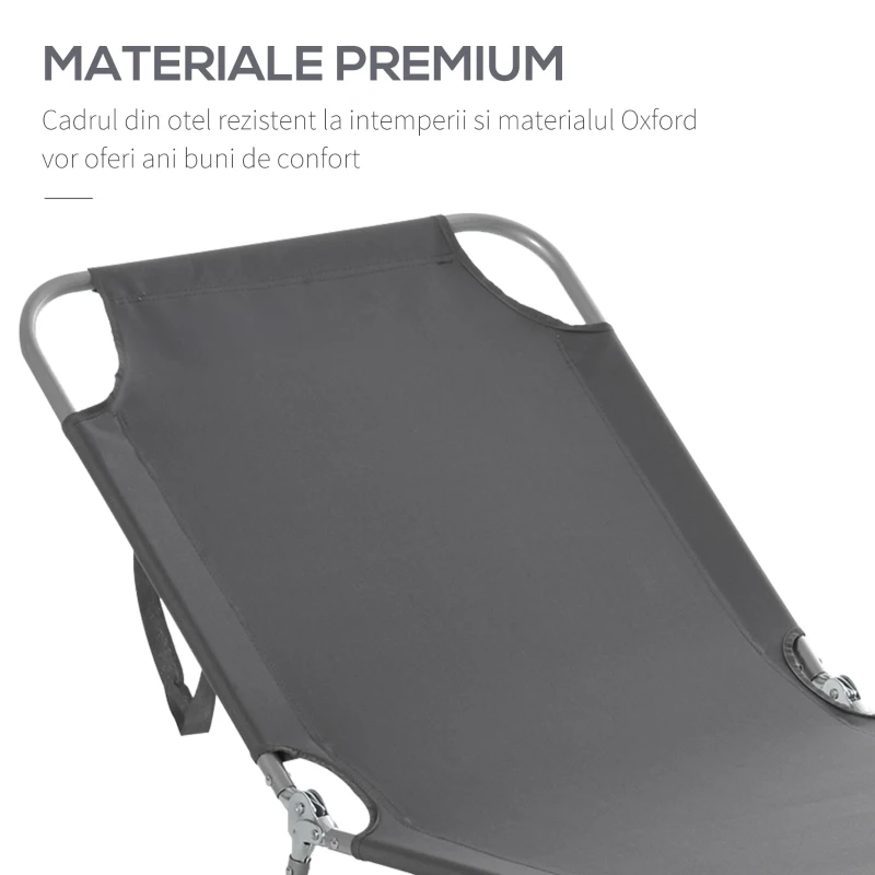 Outsunny Sezlong pentru Gradina Pliabil din Metal si Tesut Oxford Respirabil