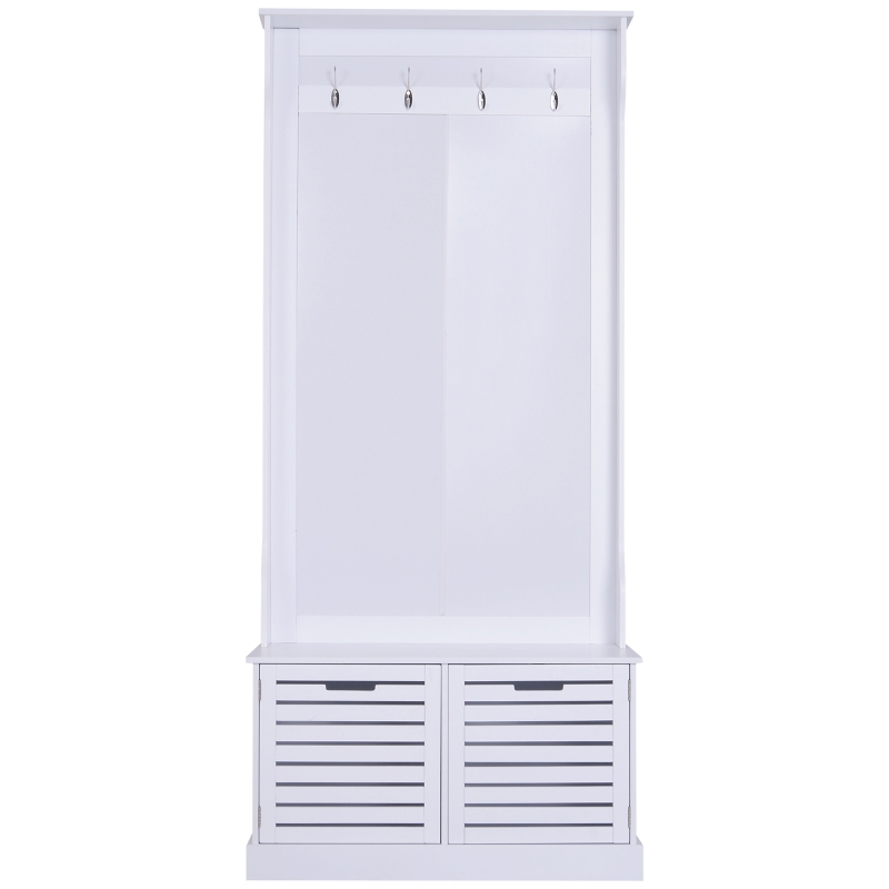 HOMCOM Garderobe Garderobenständer Kleiderständer mit Sitzbank Kleiderhaken MDF Weiß 80 x 40 x 180 cm