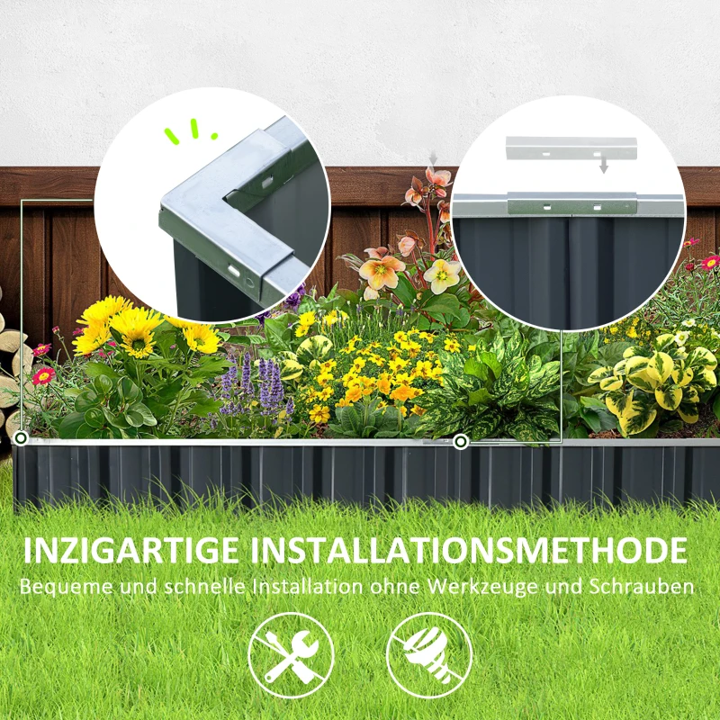 Podwyższone łóżko stalowe Outsunny 258 cm x 90 cm x 30 cm