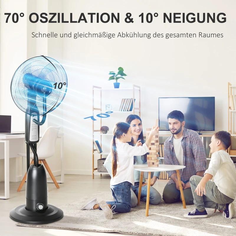 HOMCOM® Wentylator Stojący z Rozpylaczem Wody Pilot 3 Tryby Metal