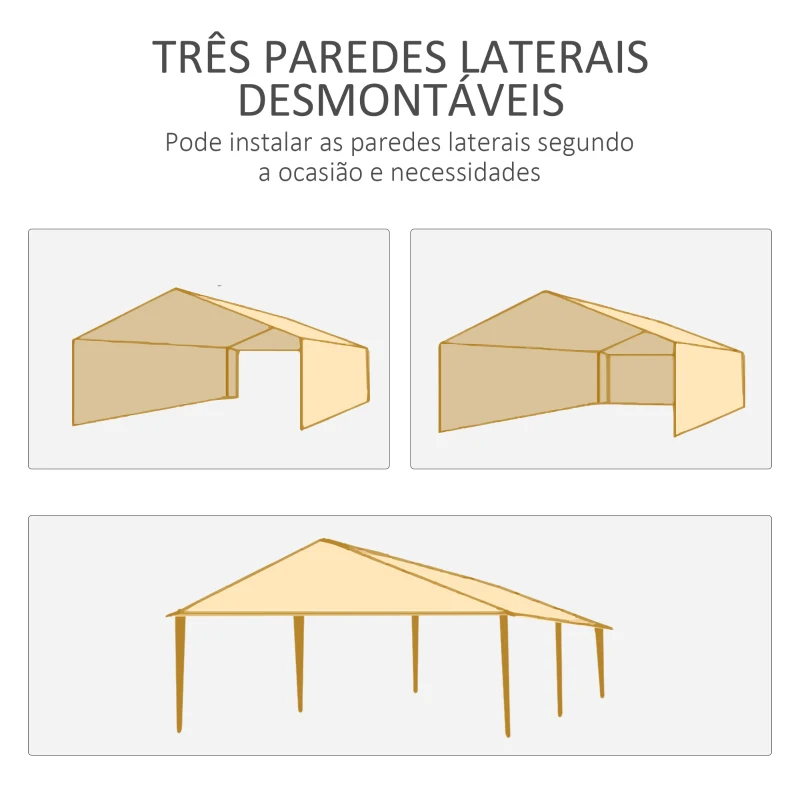 Outsunny Tenda para Festas com 4 Paredes Laterais 2 Janelas e Estrutura de Aço 585x295x255 cm Verde