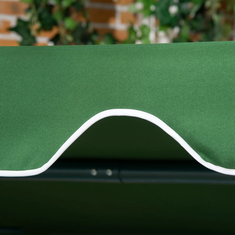 Outsunny Baloiço de Jardim de 3 Lugares com Almofada Toldo Ajustável e Estrutura de Metal 172x110x153cm Verde e Branco