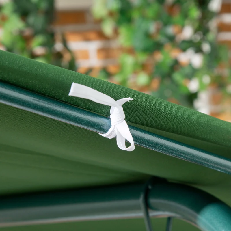 Outsunny Baloiço de Jardim de 3 Lugares com Almofada Toldo Ajustável e Estrutura de Metal 172x110x153cm Verde e Branco