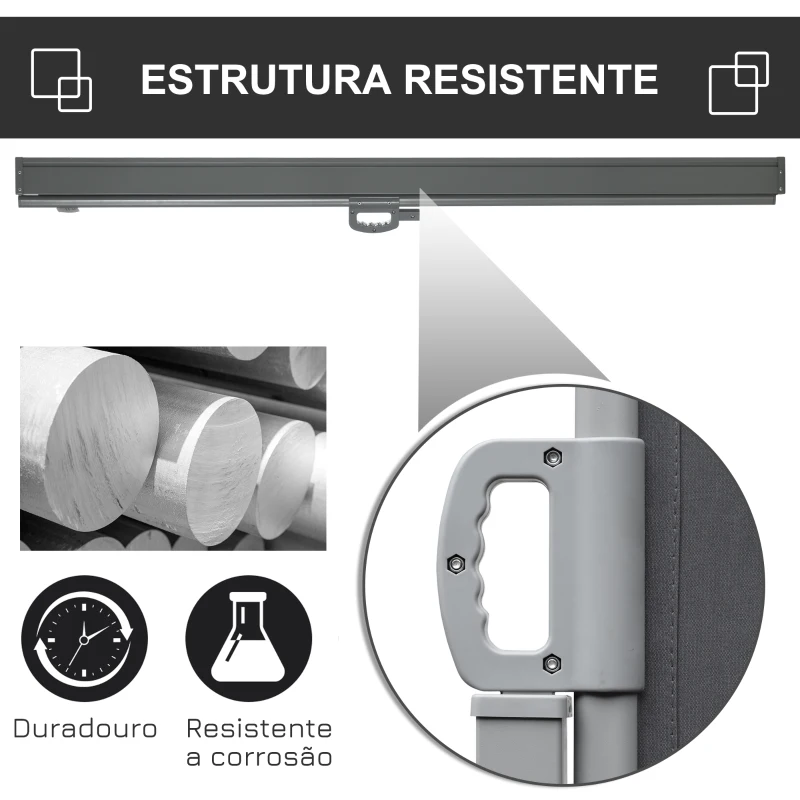 Outsunny Toldo Lateral Retrátil para Terraço Pátio ou Jardim Toldo de Privacidade para Exterior Dobrável 300x180cm Cinza