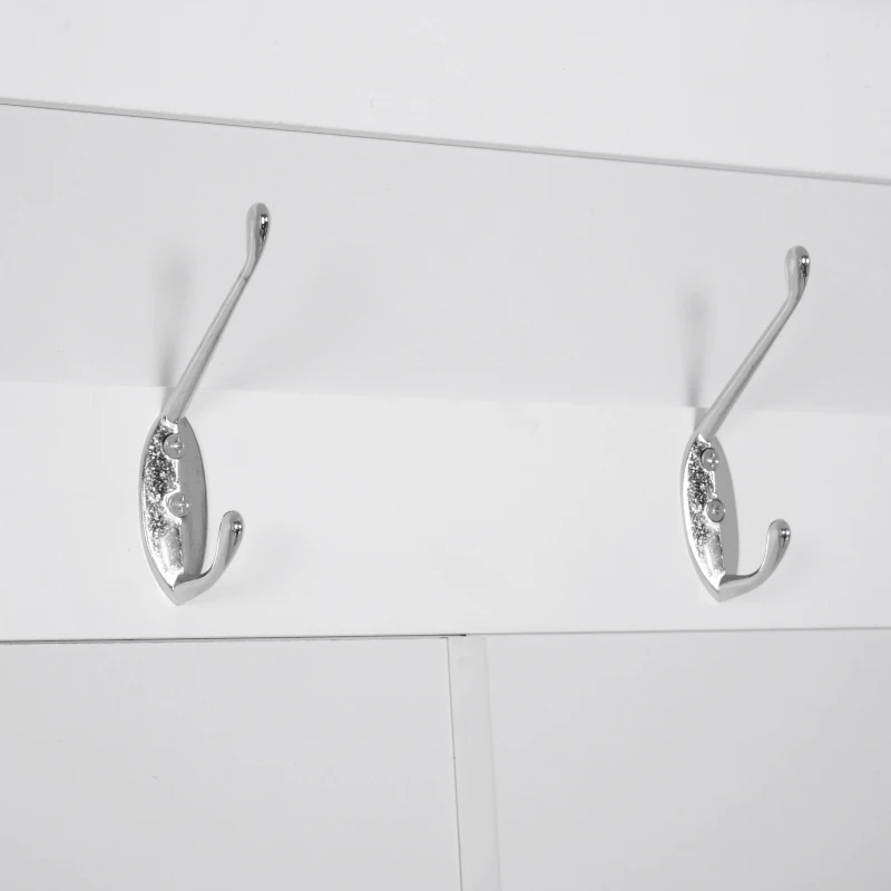 HOMCOM Banco con Perchero Mueble Recibidor Colgador Pasillo con Asiento Armario de Almacenamiento 4 Ganchos 80x40x180cm Blanco Carga 100kg