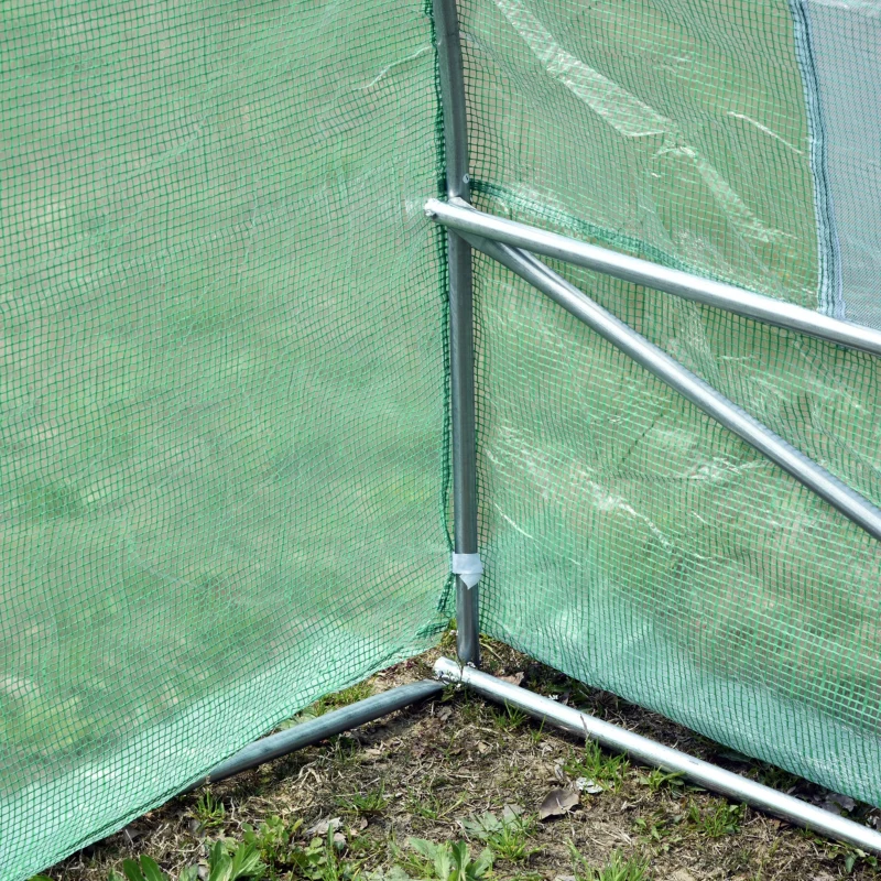 Outsunny Estufa Tipo Túnel 590x300x200cm com Porta Enrolável 8 Janelas Cobertura de PE 140g/m² e Tubo de Aço para Cultivos de Plantas Verduras Verde