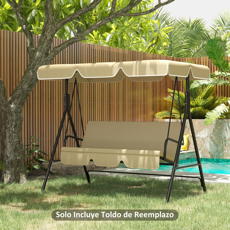 Outsunny Toldo de Repuesto para Balancín de 3 Plazas Techo Universal para Columpio de Jardín 156x117x15 cm Beige