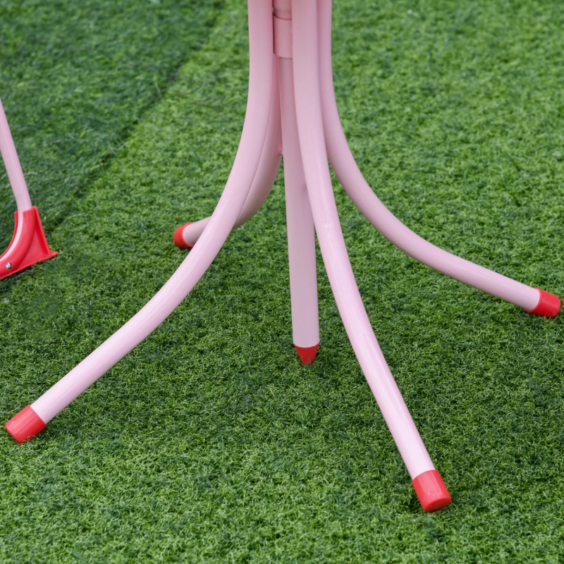 Outsunny 4-delige kinderzitgroep tuintafel 2 klapstoelen parasol 3-5 jaar rood