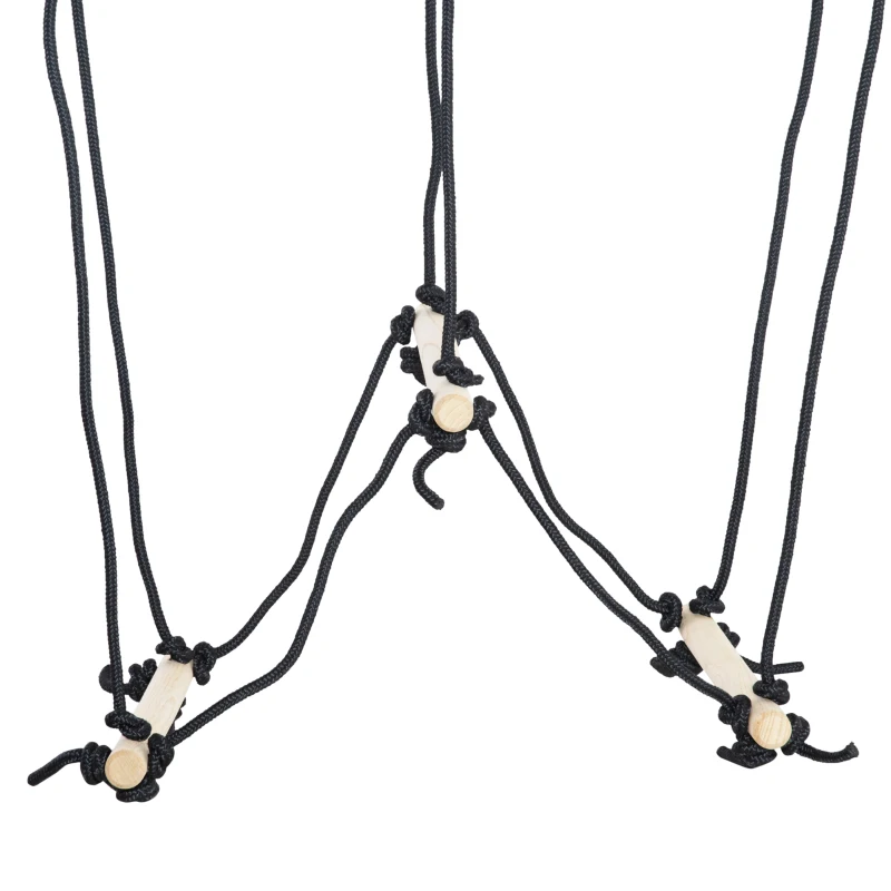 Outsunny drewniana drabina wspinaczkowa, 1,65 m dla dzieci, most linowy, 3-14 lat, do 100 kg indooor naturalny 88x40x165 cm