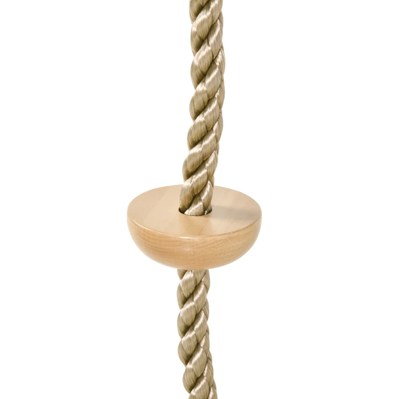 Outsunny 2 m Kinder Kletterseil Kletterschaukel Schaukel Kletterseil für Kinder Baumklettern aus Holz mit Trittflächen für 3-14 Jahre Outdoor